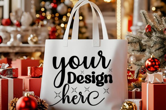 A Christmas Tote Bag Mockup for Real Embroidery Projects